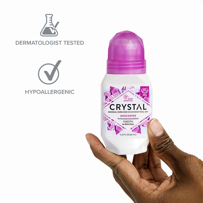 CRYSTAL Mineral Deodorant Roll-On Unscented Body Deodorant With 24-Hour Odor Protection, Aluminum Chloride & Paraben Free, 2.25 FL OZ (Packaging May Vary) - Image 4