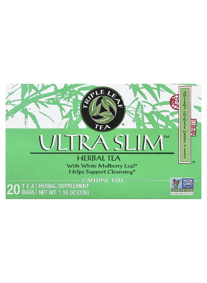 Triple Leaf Tea Triple Leaf Tea, Ultra Slim, Herbal Tea, With White Mulberry Leaf, Caffeine-Free, 20 Tea Bags, 1.16 oz (33 g)  - Image 1