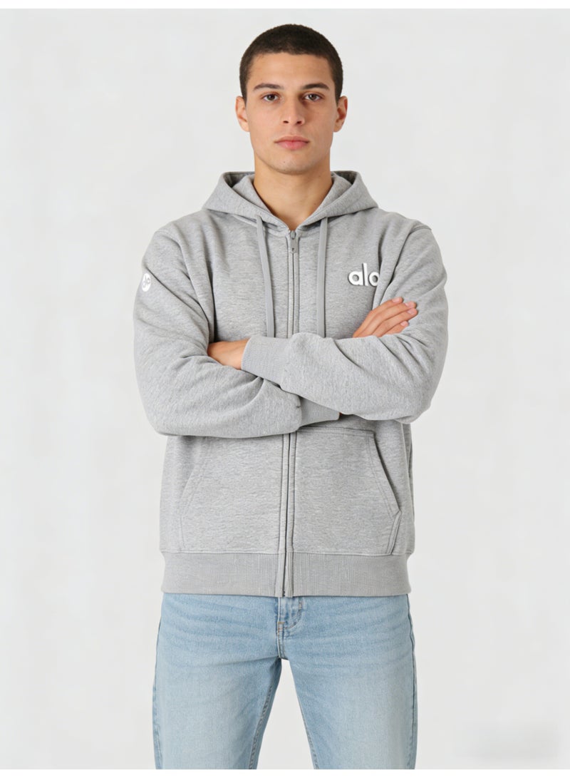 Alo Men’s Heather Gray Full-Zip Hoodie - Image 3