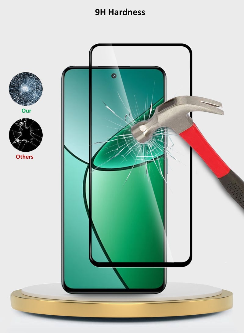 Wtech Realme 12+ / 12 Plus 5G 2024 Premium E2E Full Glue Full Cover Tempered Glass Screen Protector - (MSGECN) Clear/Black - Image 3