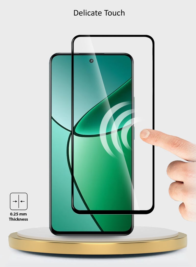 Wtech Realme 12+ / 12 Plus 5G 2024 Premium E2E Full Glue Full Cover Tempered Glass Screen Protector - (MSGECN) Clear/Black - Image 4