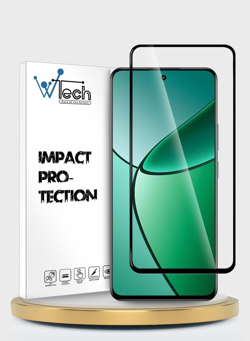 Wtech Realme 12+ / 12 Plus 5G 2024 Premium E2E Full Glue Full Cover Tempered Glass Screen Protector - (MSGECN) Clear/Black - Image 1