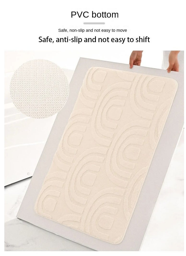 Bluejw - 1-Piece Size Is 60x90 Cm Thickened Memory Cotton Entrance Mat Bathroom Anti-Skid Mat Bathroom Entrance Kitchen Water Absorbing Household Floor Mat - Image 1