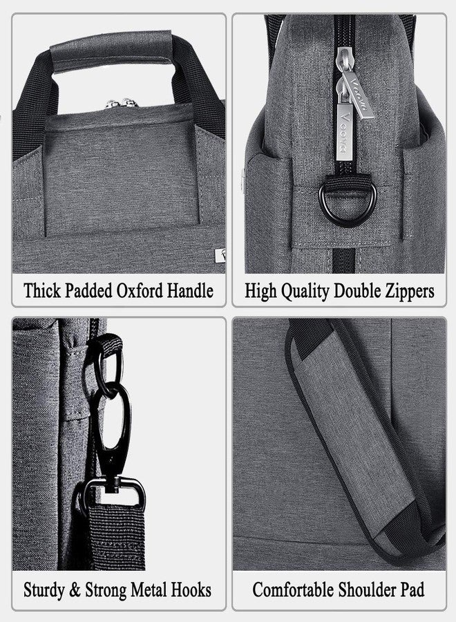 Voova Laptop Bag Case 17 17.3 Inch Computer Sleeve Messenger Bag with Shoulder Strap Expandable Waterproof Large Capacity Business Briefcase for Work Travel Fit 17-18” Laptop, Men Women, Gray - Image 5
