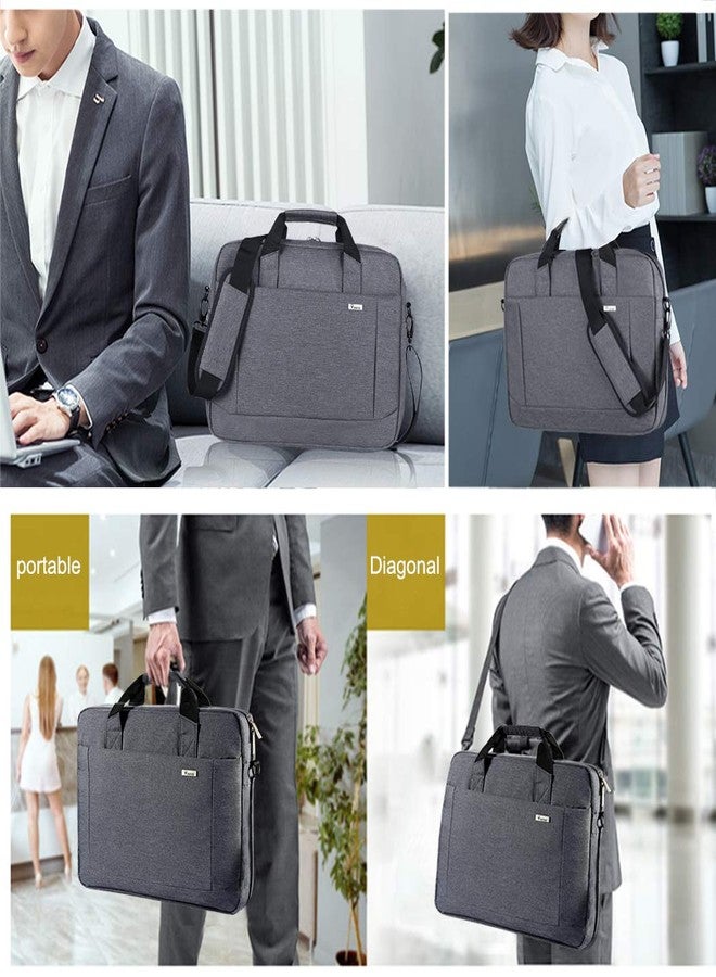 Voova Laptop Bag Case 17 17.3 Inch Computer Sleeve Messenger Bag with Shoulder Strap Expandable Waterproof Large Capacity Business Briefcase for Work Travel Fit 17-18” Laptop, Men Women, Gray - Image 2
