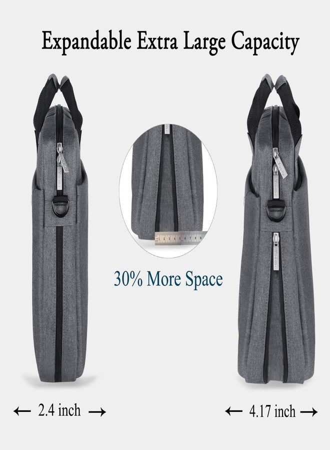 Voova Laptop Bag Case 17 17.3 Inch Computer Sleeve Messenger Bag with Shoulder Strap Expandable Waterproof Large Capacity Business Briefcase for Work Travel Fit 17-18” Laptop, Men Women, Gray - Image 4