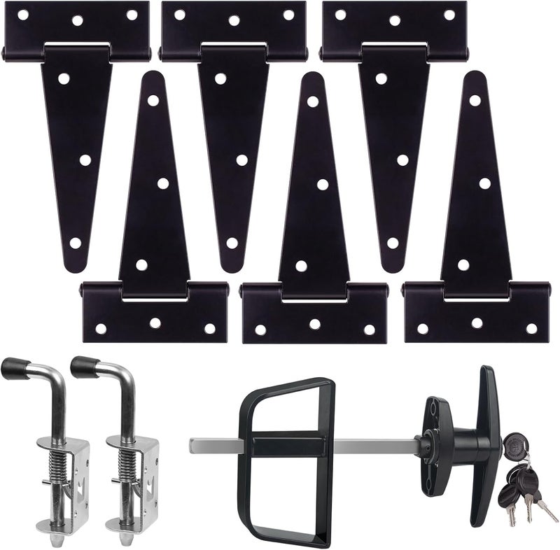 GEDSIOLD Double Door Shed Hardware Kit -Includes Window and Door/Window Hinge Set, Complete with Hinges, Latches, and T-Handle Lock -, for Gates, playrooms - Image 1