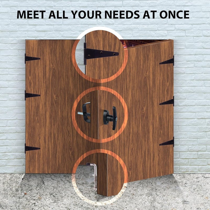 GEDSIOLD Double Door Shed Hardware Kit -Includes Window and Door/Window Hinge Set, Complete with Hinges, Latches, and T-Handle Lock -, for Gates, playrooms - Image 3