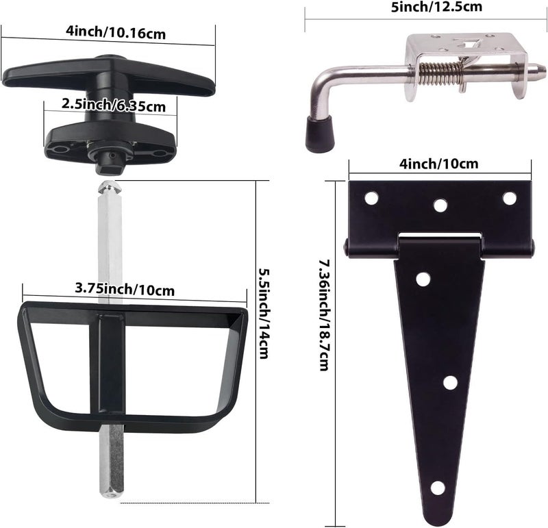 GEDSIOLD Double Door Shed Hardware Kit -Includes Window and Door/Window Hinge Set, Complete with Hinges, Latches, and T-Handle Lock -, for Gates, playrooms - Image 2