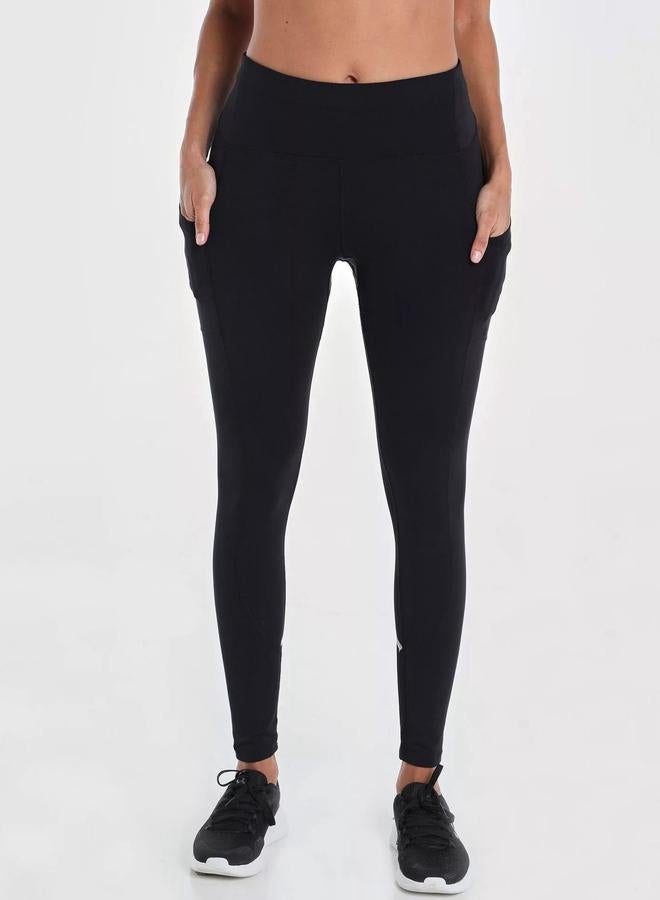 Wizard Women Black Vent Racy Solid Leggings with Exposed Seam - Image 1