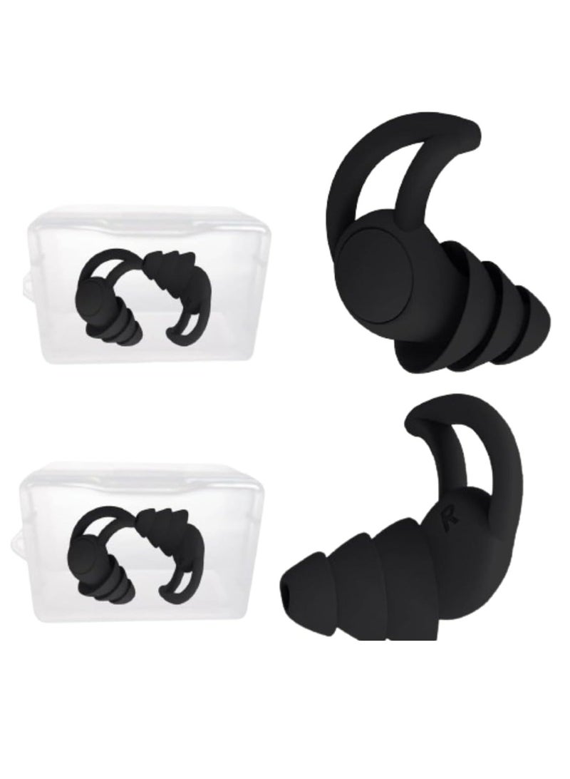 Generic 2 Pack Ear Plugs for Sleeping Noise Cancelling, Ear Plugs for Noise Reduction, Washable Hearing Protection for Work, Travel, Concert, Swimming, Sleep Snoring, Black (Black+Black)  - Image 1