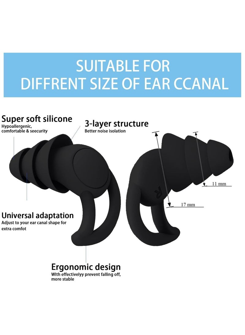 Generic 2 Pack Ear Plugs for Sleeping Noise Cancelling, Ear Plugs for Noise Reduction, Washable Hearing Protection for Work, Travel, Concert, Swimming, Sleep Snoring, Black (Black+Black)  - Image 4