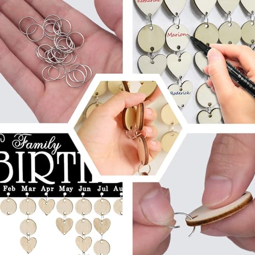 Acoavo Happy Birthday Sign, Christmas Gifts for Moms Dads, Wooden Family Birthday Calendar Board, Wall Hanging Decorative Birthday Tracker Plaque with 100 Wood Tags - Image 3