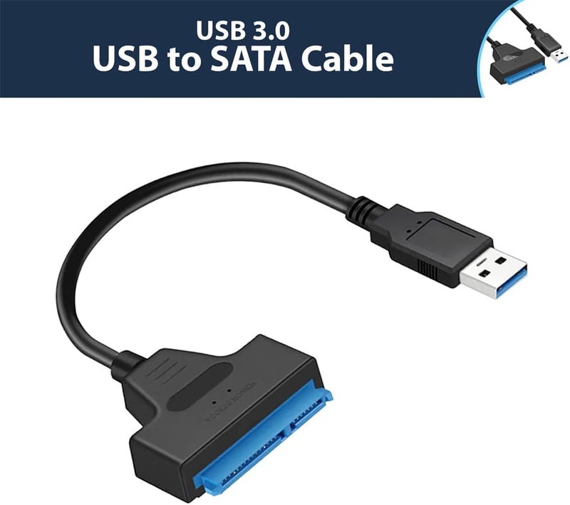SATA to USB Cable, High-Speed Data Transfer Sata Cable - USB 3.0 Compatible Sata to USB Adapter - SATA III Hard Drive Adapter for 2.5inch HDD, SSD Data Transfer & Recovery - Image 4
