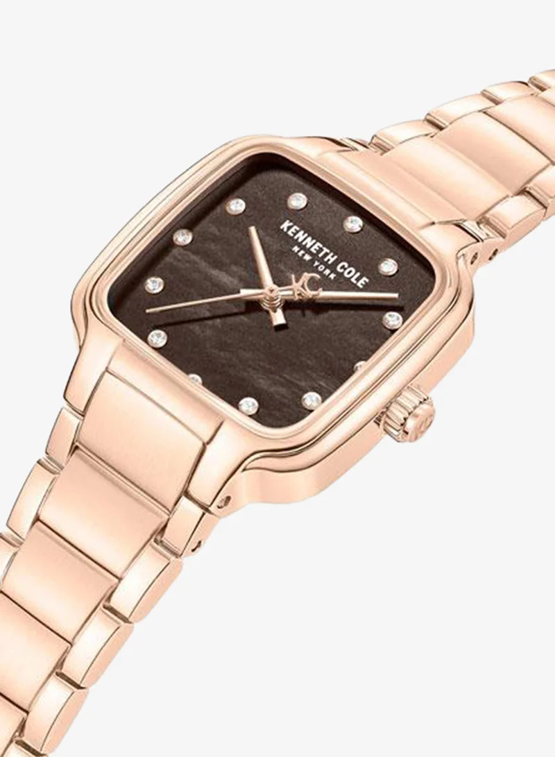 Kenneth Cole New York Broome Mother-of-pearl Brown Dial Stainless Steel Bracelet Analog Watch for Women - 28mm