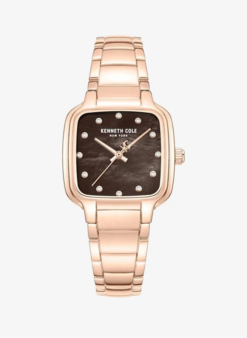 Kenneth Cole New York Broome Mother-of-pearl Brown Dial Stainless Steel Bracelet Analog Watch for Women - 28mm