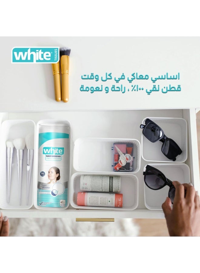 White Premium Cotton Quality Makeup Removal Pads 80 Pcs - Image 4