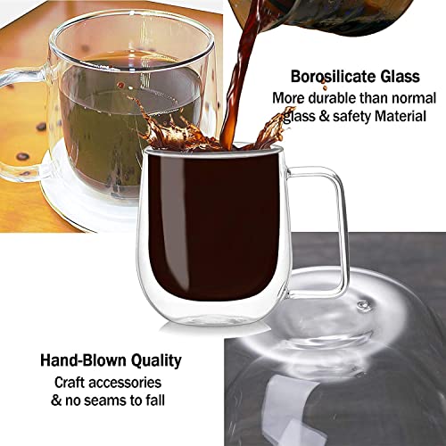 Baskety Double Wall Mug 250ML Glass Mug Double Wall Heat Resistant Cup Stylish Double Wall Glass Coffee Cup Heat Resistant Glass (Pack of 2) - Image 3