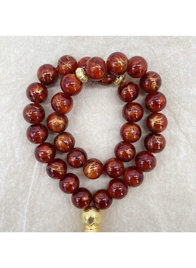 NIBEMINENT 33 Muslim Prayer Beads Big Red Flower/10mm