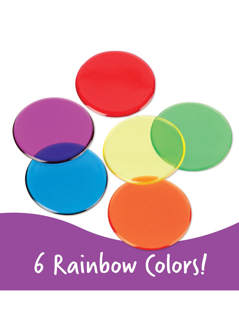 DURKU 250 Pieces Transparent Color Counting Chips, 6 Color Metal Chips for Counting School Game Chips, Plastic Markers Education Tool for Students - Image 2