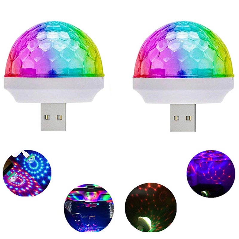 Boolian USB Mini Voice-Activated Magic Ball & Disco Ball Light - Portable Mini Strobe LED Car Atmosphere Light - Suitable for Christmas & Halloween Decoration - White (2 pcs) - Image 1