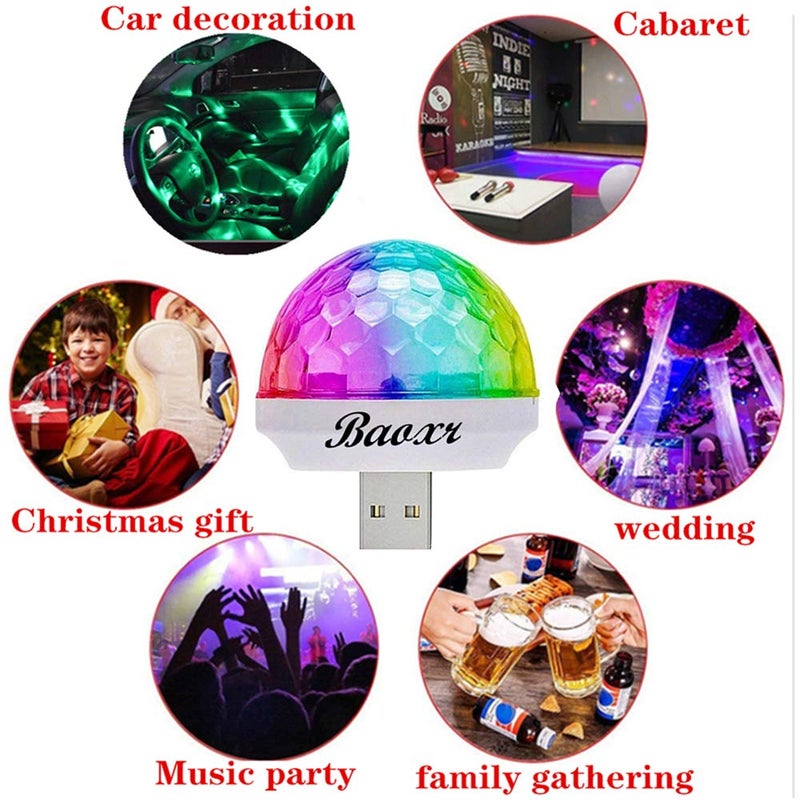 Boolian USB Mini Voice-Activated Magic Ball & Disco Ball Light - Portable Mini Strobe LED Car Atmosphere Light - Suitable for Christmas & Halloween Decoration - White (2 pcs) - Image 3