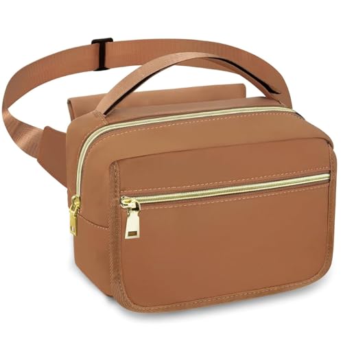 printe Small Diaper Bag with Portable Changing Pad, Crossbody Women Waist Bag with Wipes Pocket for Travel, Stroller Diaper Funny Pack, Brown - Image 1