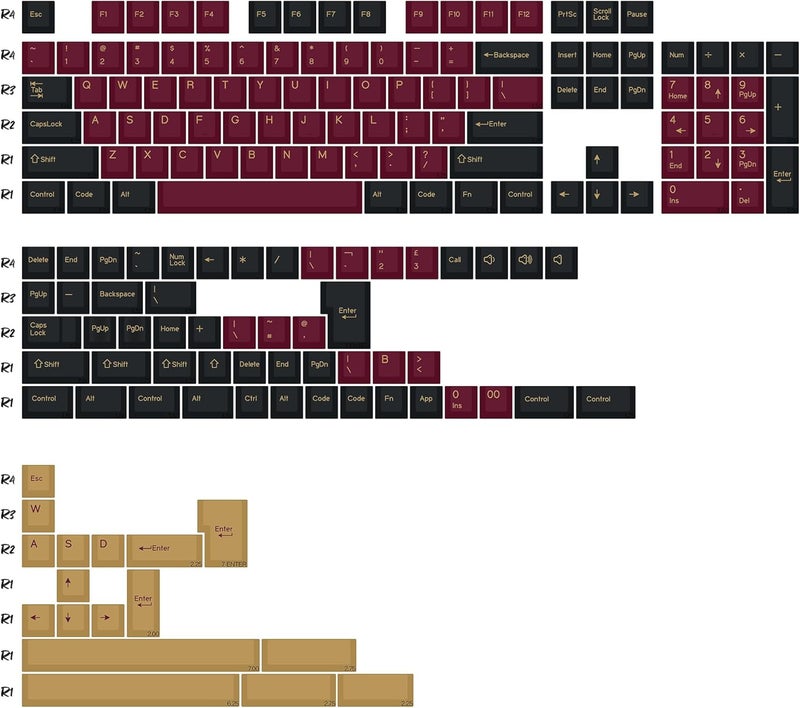 KBDiy 174 Keys Clone Red Samurai Key Caps PBT Double Shot Custom Keycap Set,Keycaps 60 Percent,Cherry Profile Keycaps for GK61/64/68/84/87/100/104/108 Mechanical Keyboard - Image 2