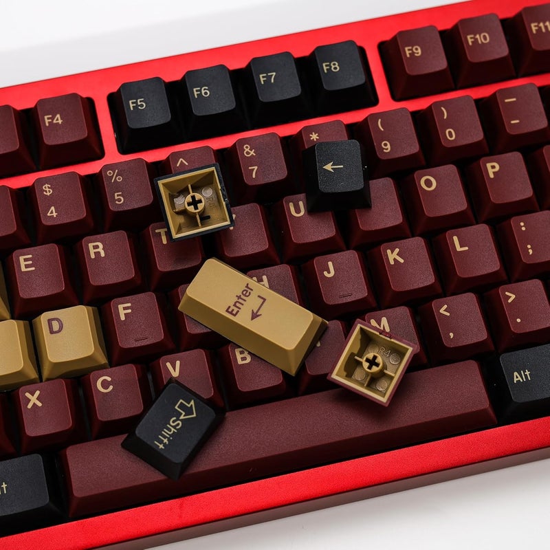 KBDiy 174 Keys Clone Red Samurai Key Caps PBT Double Shot Custom Keycap Set,Keycaps 60 Percent,Cherry Profile Keycaps for GK61/64/68/84/87/100/104/108 Mechanical Keyboard - Image 4