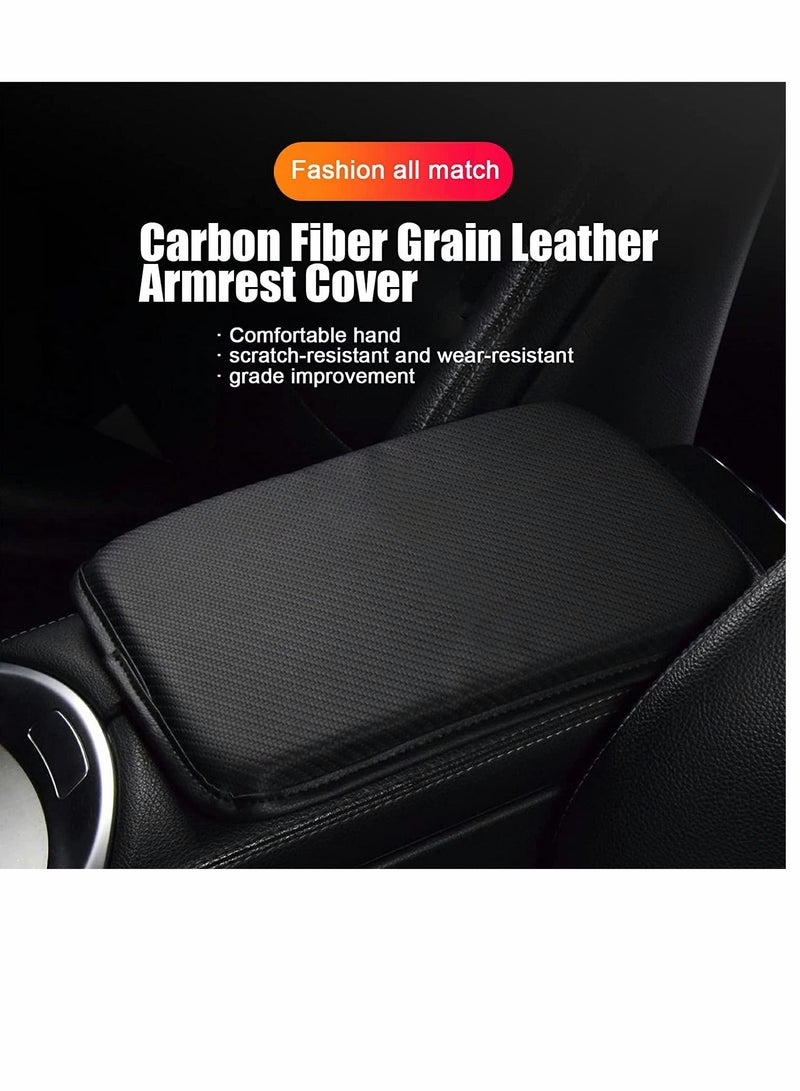 SYOSI Leather Center Console Cushion Pad 11.4x7.4 Waterproof Armrest Seat Box Cover Fit for Most Cars Vehicles SUVs Comfort Car Interior Protection Accessories (Carbon Fiber Black) - Image 4