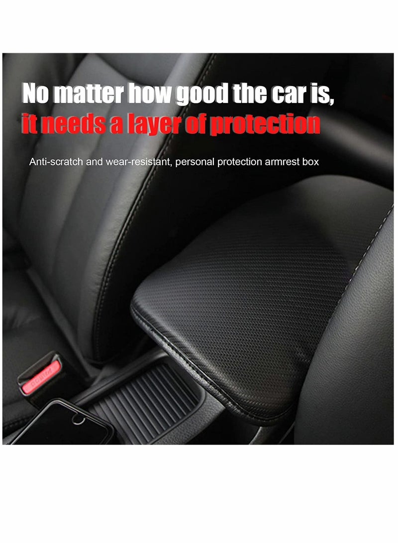 SYOSI Leather Center Console Cushion Pad 11.4x7.4 Waterproof Armrest Seat Box Cover Fit for Most Cars Vehicles SUVs Comfort Car Interior Protection Accessories (Carbon Fiber Black) - Image 5