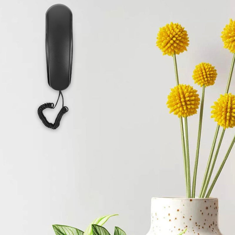 Wall Mounted Corded Landline Telephone Compact Black Home Office Hotel Easy Installation - Image 5