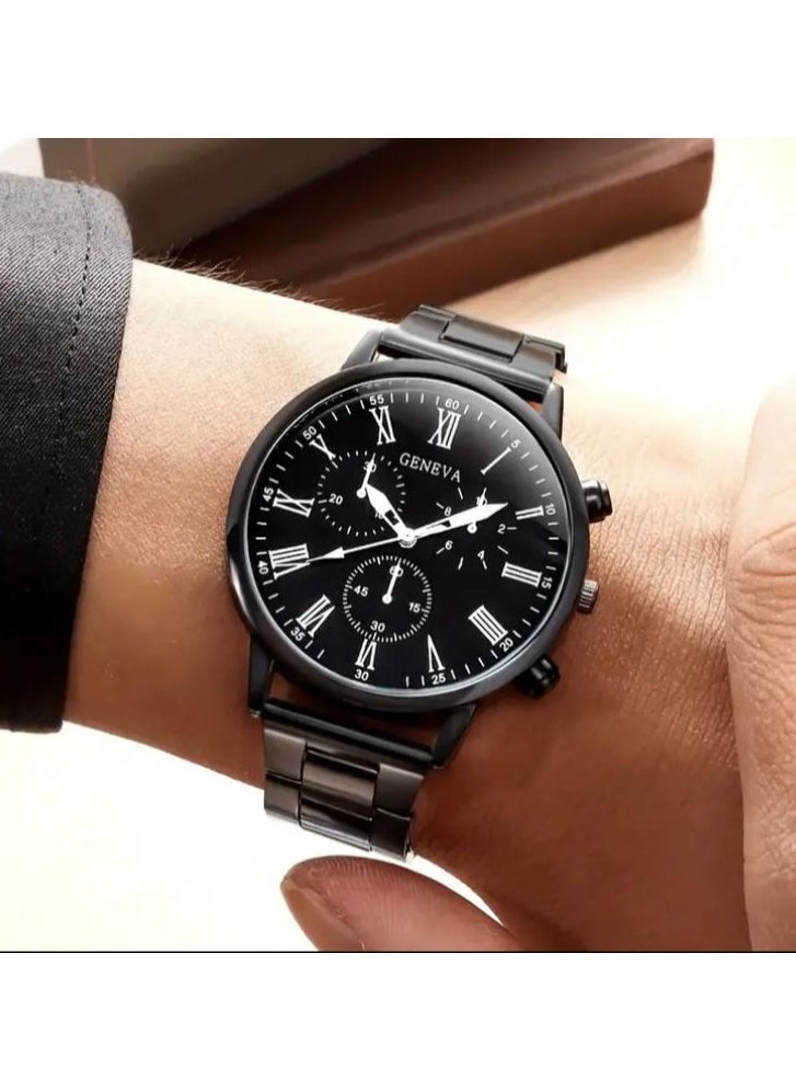 Geneva Luxury Men's Fashion Watch in Black  - Image 1