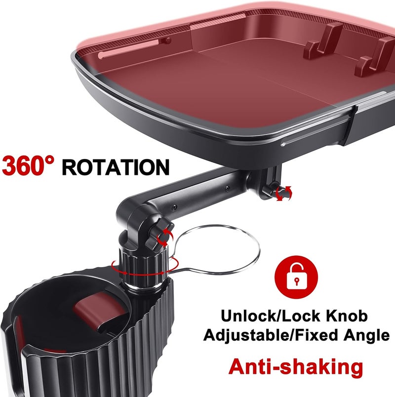 Cup Holder Tray for Car Cup Holder Expander for Car, 3 in 1 Expandable Car Food Table Tray for Eating - Road Trip Essentials, Car Gadgets for Men, Car Travel Accessories Fits 12-40 oz - Image 3