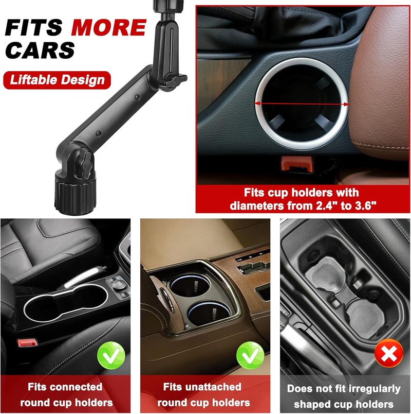 Cup Holder Tray for Car Cup Holder Expander for Car, 3 in 1 Expandable Car Food Table Tray for Eating - Road Trip Essentials, Car Gadgets for Men, Car Travel Accessories Fits 12-40 oz - Image 5