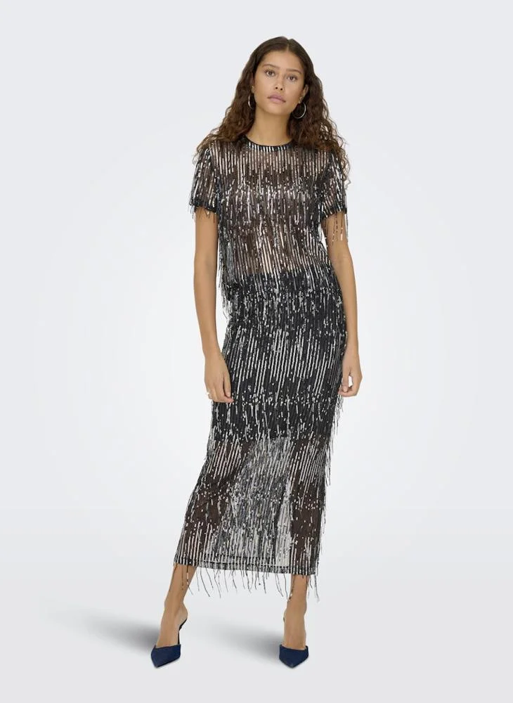 ONLY Sequin Detail Crew Neck Top