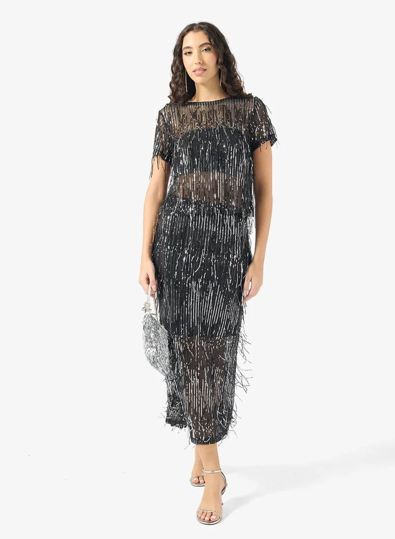 ONLY  Sequin Detail Crew Neck Top for Women | Best Price UAE