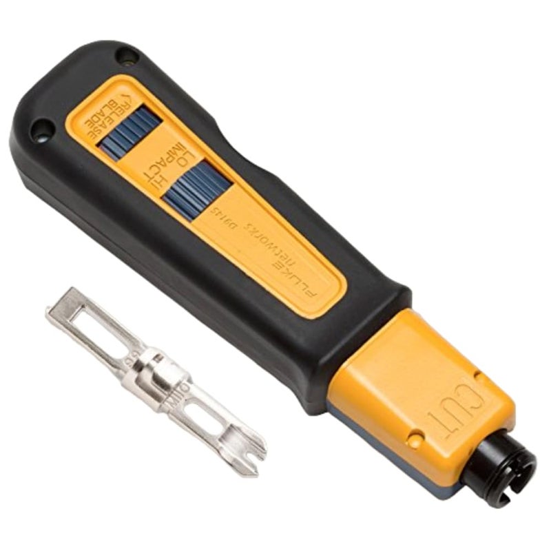 فلوك نتوركس أداة تثقيب الصدمات 10061810 D914S من Fluke Networks مع شفرة قطع Eversharp 66/110 أصفر وأزرق وأسود - Image 1