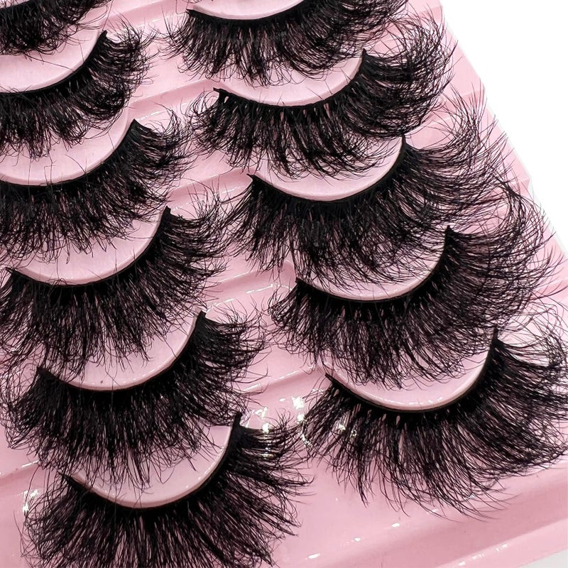 TIKILEY Mink Lashes Fluffy Wispy Eyelashes Mink, 20mm/25mm Long Dramatic D Curl Strip Lashes Cat Eye 3D Mink Lashes Natural False Eyelashes Pack - Image 2