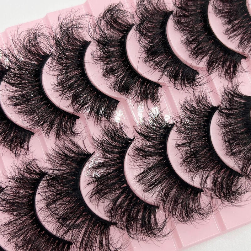 TIKILEY Mink Lashes Fluffy Wispy Eyelashes Mink, 20mm/25mm Long Dramatic D Curl Strip Lashes Cat Eye 3D Mink Lashes Natural False Eyelashes Pack - Image 5