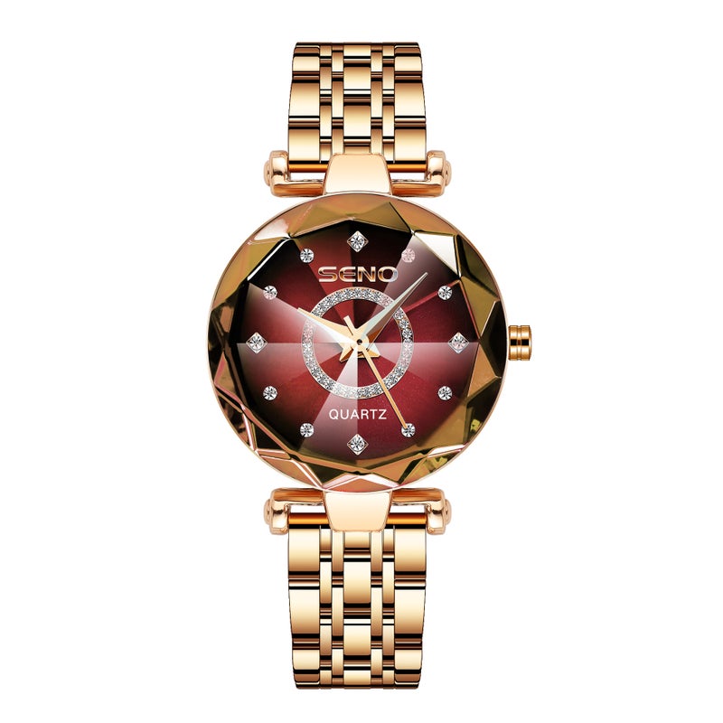 Hot Selling Ocean Heart Quartz Watch for Women with Diamond-Encrusted Steel Band, Waterproof