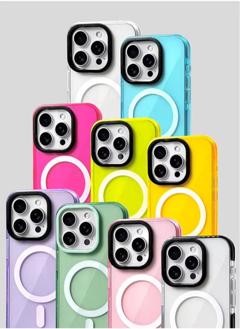 Techie - Apple iPhone 16 Pro Max MagSafe Trendy Neon Clear Color Vibrant Fluorescent Design Case Shockproof Cover with Transparent Design, Enhanced Grip and Camera Lens Protection Frame - Green - Image 1