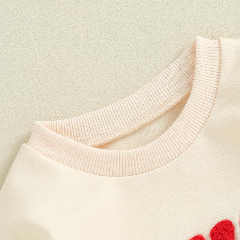 LAGKIYOJ Valentines Baby Girl Outfit Lover Boy Embroidery Long Sleeve Bodysuit Infant Sweatshirt Romper Newborn Spring Bodysuit - Image 4