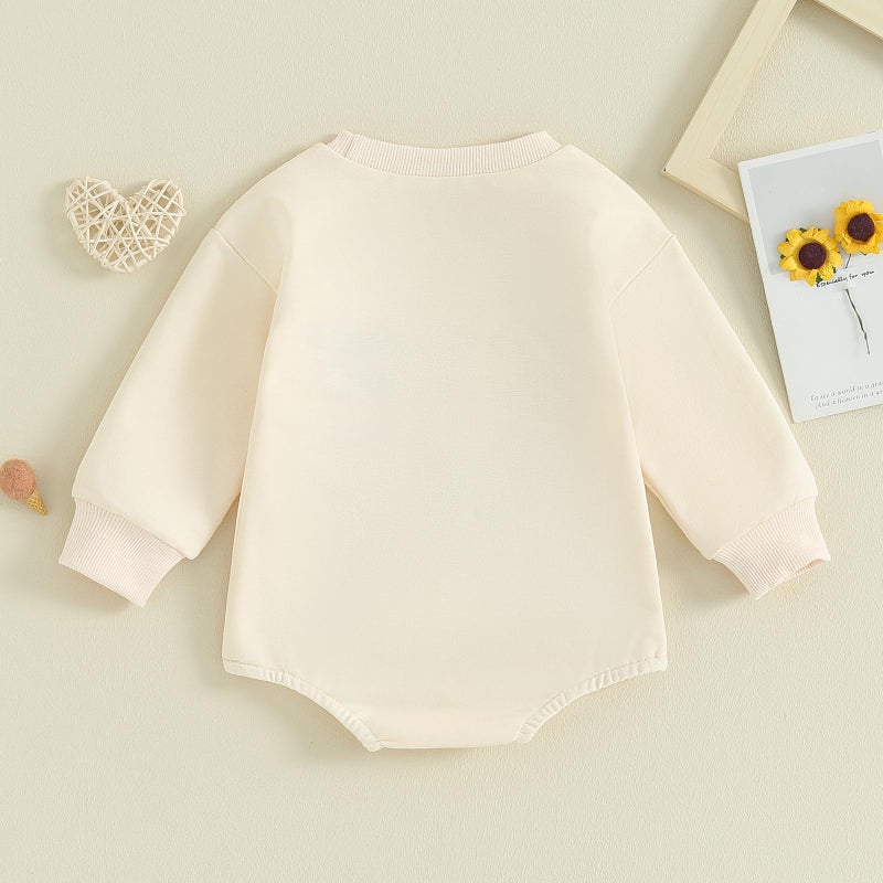 LAGKIYOJ Valentines Baby Girl Outfit Lover Boy Embroidery Long Sleeve Bodysuit Infant Sweatshirt Romper Newborn Spring Bodysuit - Image 3