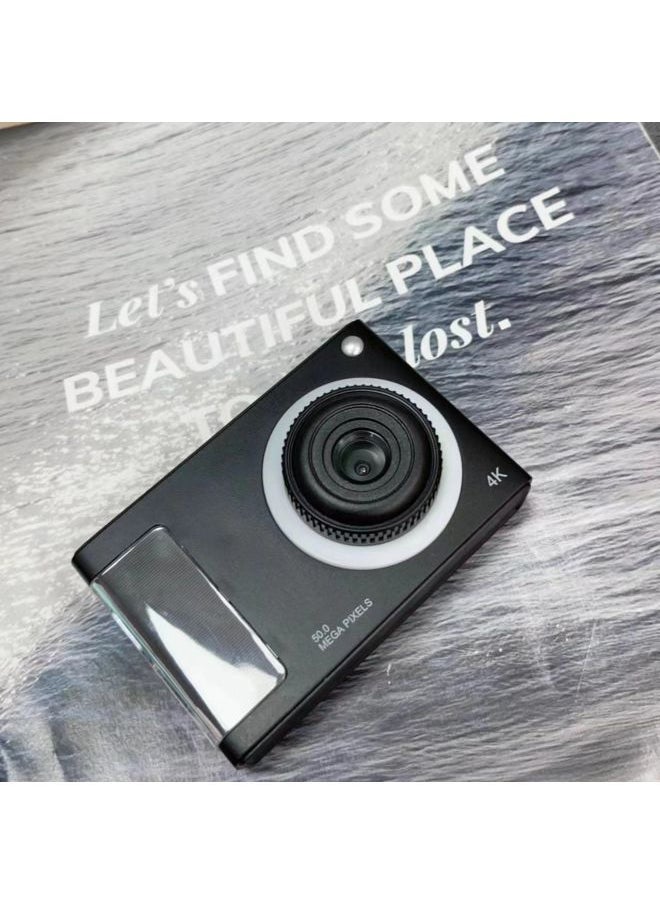 Generic - 2025 CCD Digital Camera Campus Camera Card Machine HD Dual Camera Student Advanced Gift-Body Color:Black [ips Eye Protection Screen + Fill Light + Dual Cameras - Package Three - Image 1