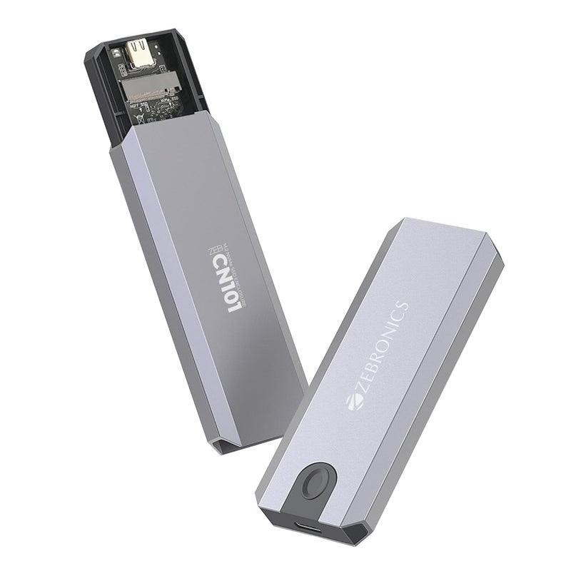 ZEBRONICS حاوية M.2 NVMe، PCIe 3.0، سعة تخزين قصوى 8TB، سرعة نقل تصل إلى 10Gbps، تدعم 2230/2242/2260/2280، موصل Type-C 3.2 Gen2، دعم ويندوز، ماك، لينوكس، هيكل من الألمنيوم (CN101) - Image 1