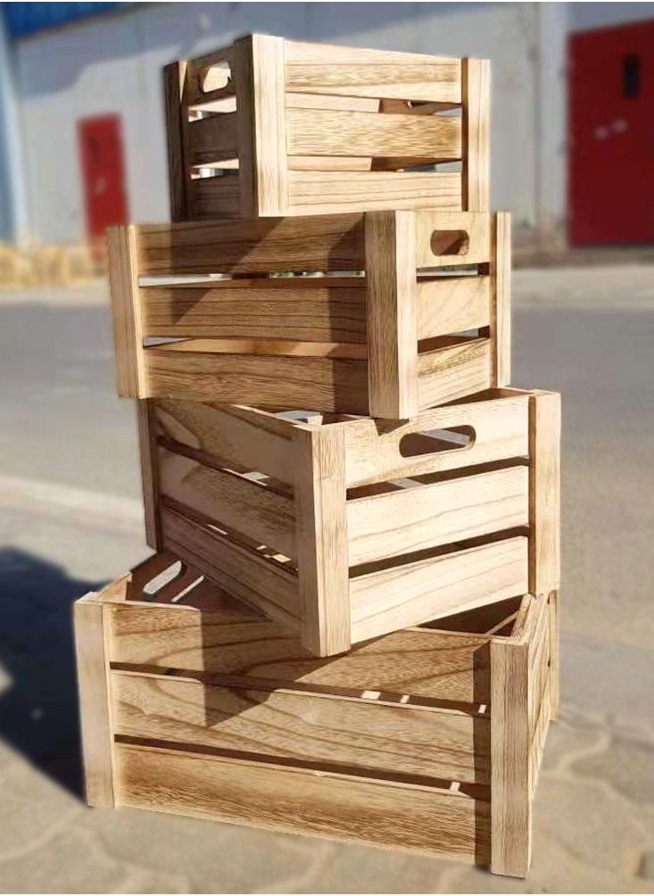 LINGWEI LINGWEI Decorative Wooden Storage Crates 4 piece Set  - Image 3