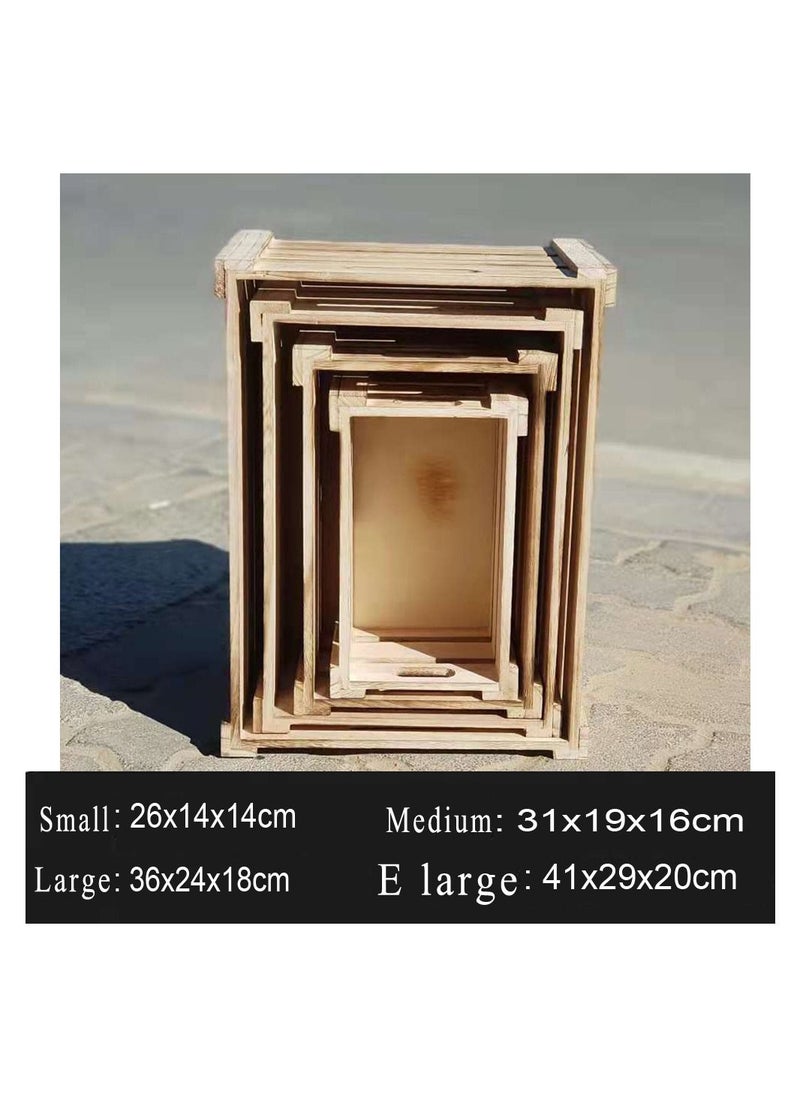 LINGWEI LINGWEI Decorative Wooden Storage Crates 4 piece Set  - Image 2