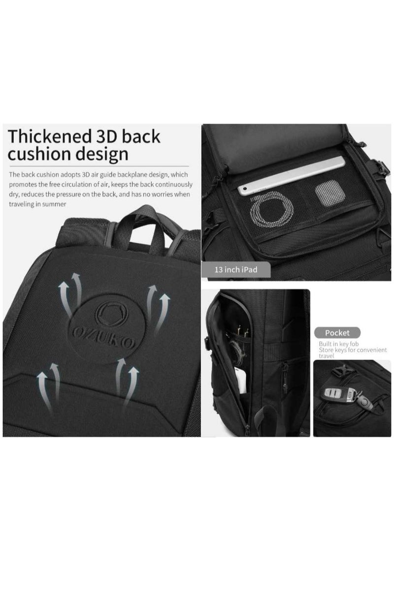 أوزوكو حقيبة ظهر OZUKO 9588 متعددة الوظائف – مقاومة للماء، تتسع لجهاز لابتوب بحجم 15.6 إنش، بتصميم رياضي للسفر، بنقشة التمويه (كامو) - Image 5