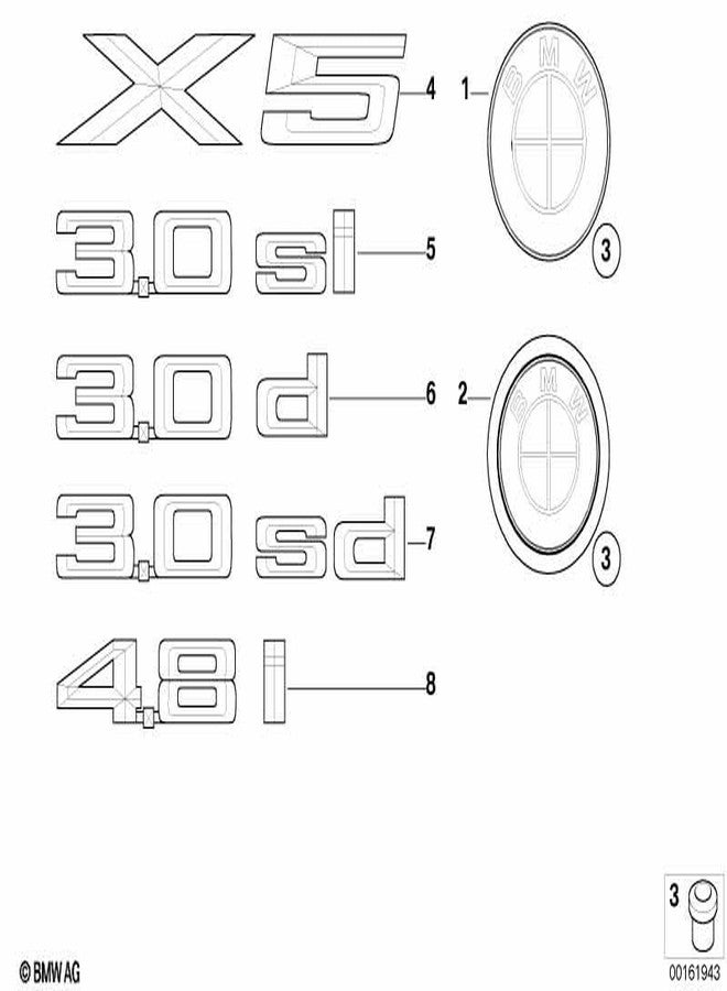 بي إم دبليو شعار BMW الأصلي الدائري للصندوق الخلفي/غطاء صندوق السيارة 51147157696 - Image 3